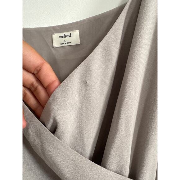 Wilfred Aritzia Melodie Jumpsuit Wide-leg Ashen V-neck Faux Wrap Gray L - Picture 6 of 14